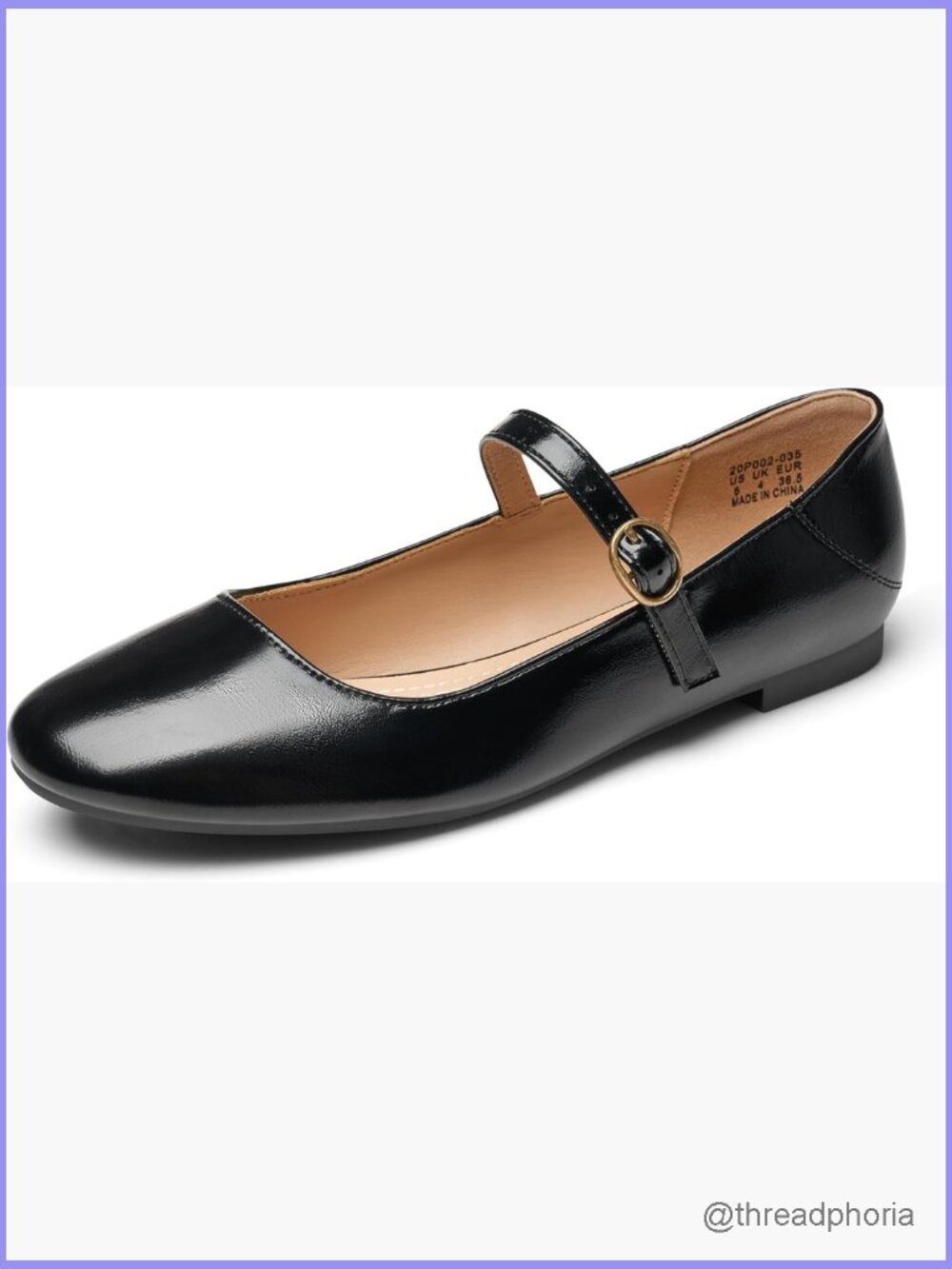 Women Round Toe Ballet Flats Mary Jane Shoes with Buckle Strap Comfortable
